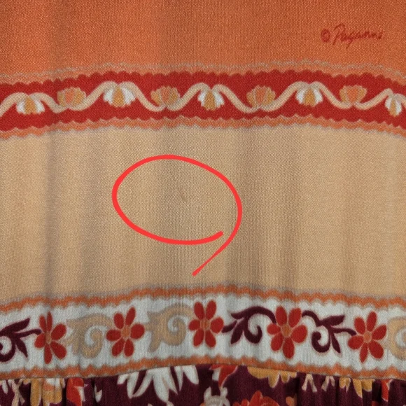 Vintage 1970s Paganne Dress by Gene Berk – Size 14 / M – Coral Floral - Picture 11 of 12